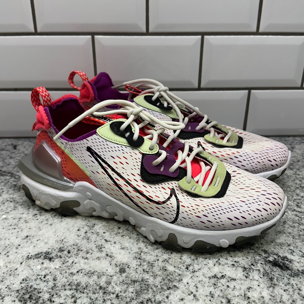 Nike Womens 10 Men's 8.5 React Vision D/MS/X White Crimson Purple Futuristic